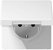 Розетка с заземлением без рамки Jung LS990 1-м. крышка шторки для IP44 белый картинка